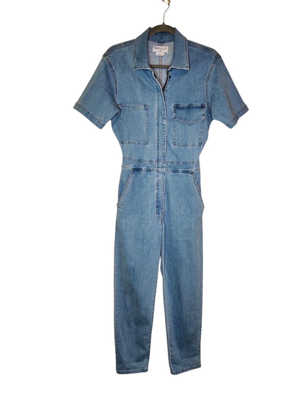 Rivet Utility Rebel Denim Jumpsuit Short Sleeve Size XS